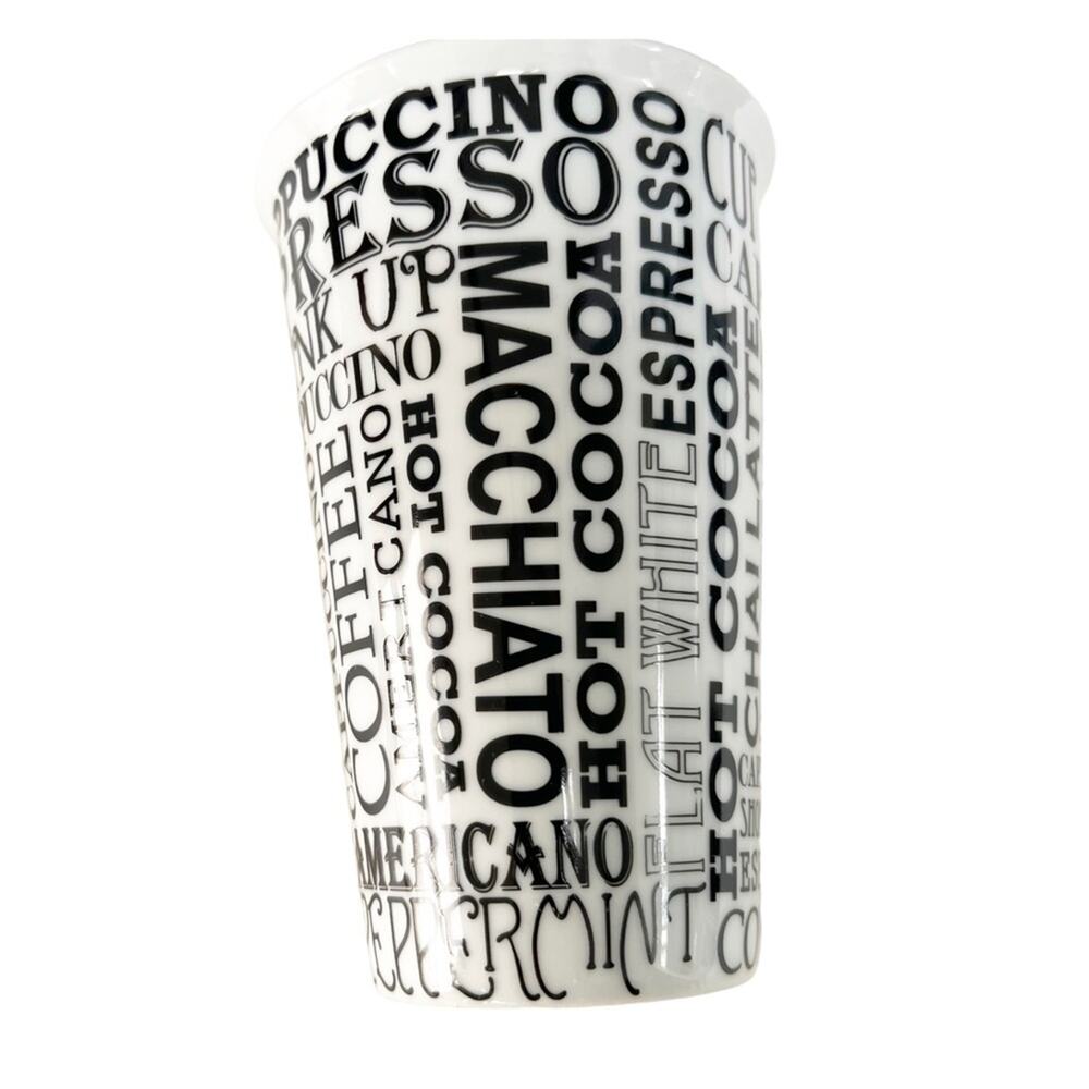 Porcelain Coffee Lovers Word Mug White Black Office Home